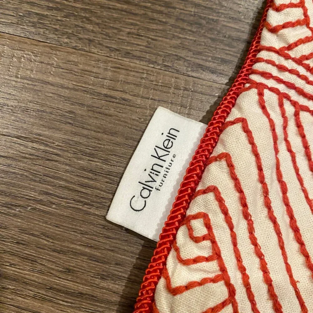 Calvin Klein‎ Embroidered Throw Pillow Case 26”x13” - Triangle Geometric Design